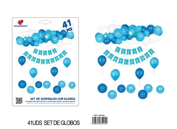 Guirnalda de globos de cumpleaños azul