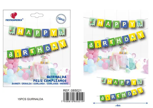 Guirnalda de Feliz Cumpleaños de dinosaurios