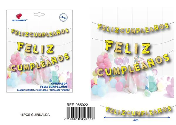 Guirnalda de Feliz Cumpleaños dorada