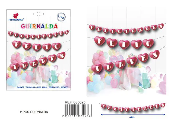 Guirnalda de Felicidades con corazones