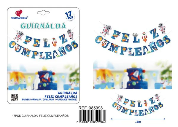 Guirnalda de Feliz Cumpleaños del espacio