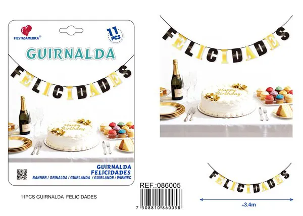 Guirnalda de Felicidades negro y dorado