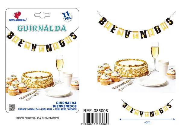 Guirnalda de Bienvenidos negro y dorado