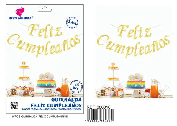 Guirnalda de Feliz Cumpleaños dorada