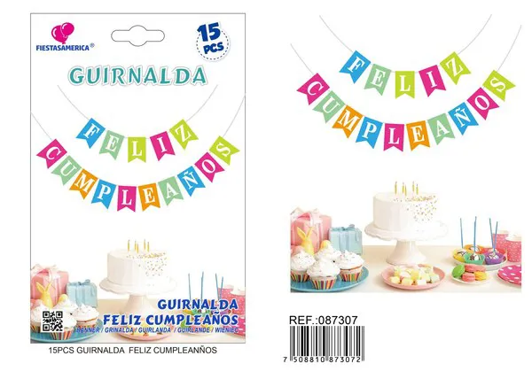 Guirnalda de Feliz Cumpleaños multicolor
