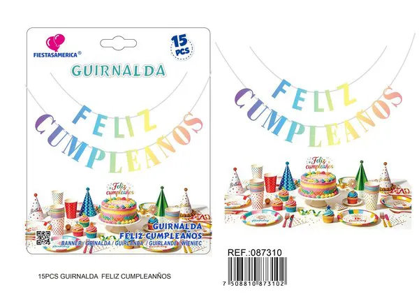 Guirnalda de Feliz Cumpleaños multicolor degradado