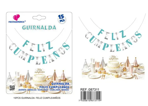 Guirnalda de Feliz Cumpleaños azul Tiffany
