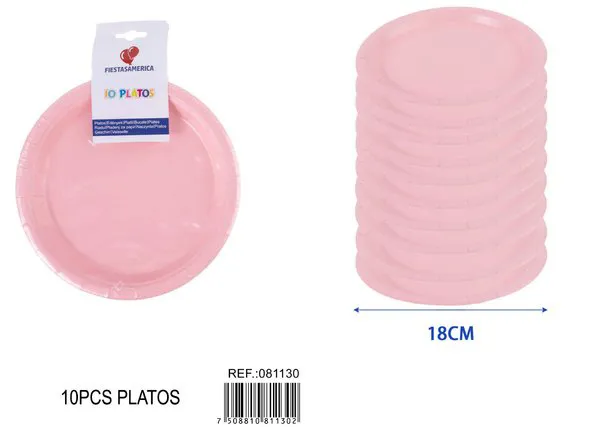 Platos de papel rosas