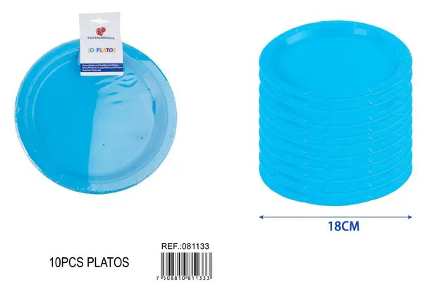 Platos de papel azules