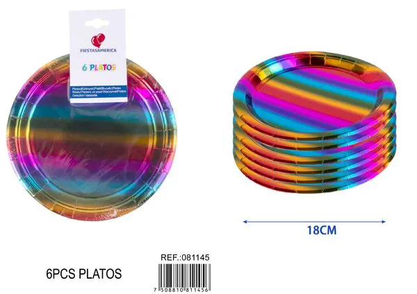 Platos de papel degradado multicolor