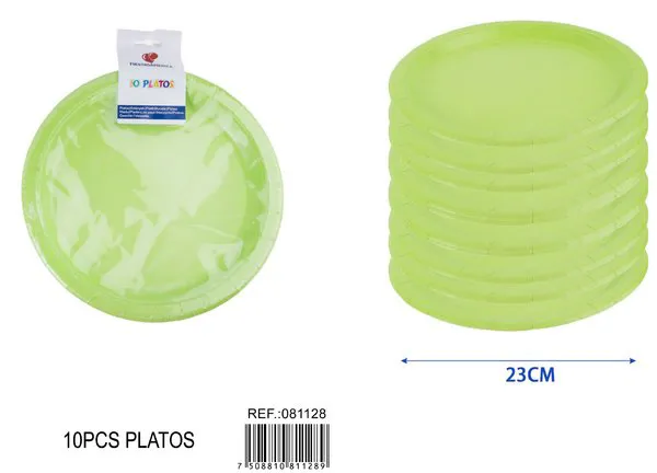 Platos de papel verdes