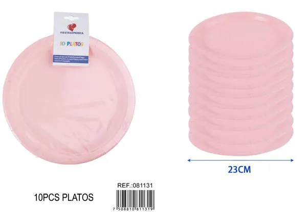 Platos de papel rosas