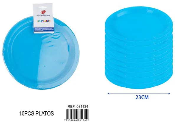 Platos de papel azules