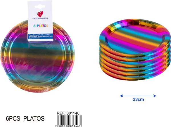 Platos de papel degradado multicolor