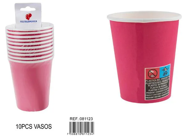 Vasos de papel fucsia