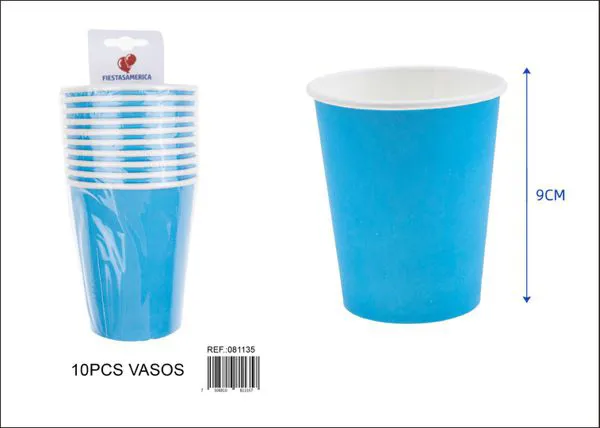 Vasos de papel azules