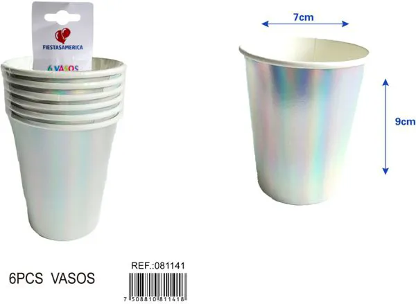 Vasos de papel plateados degradado