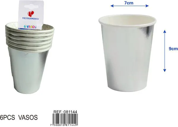 Vasos de papel plateados