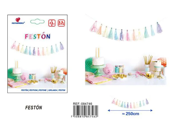 Cortina de flecos multicolor macaron