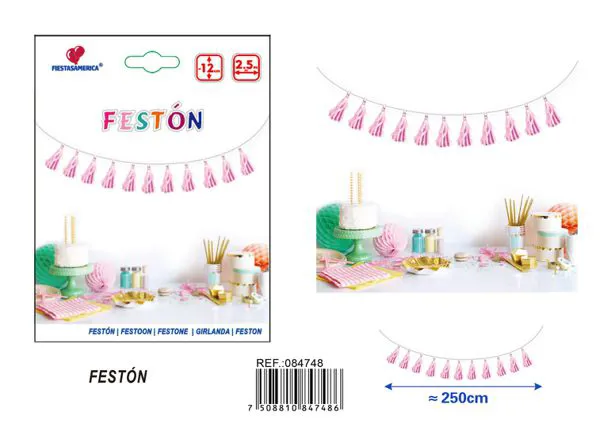 Cortina de flecos rosa macaron