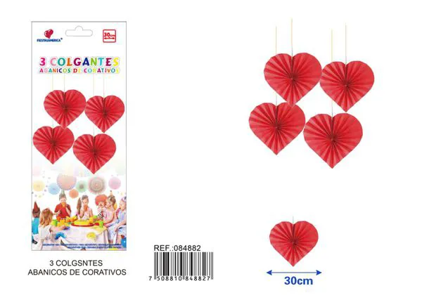 Abanico de papel de corazón rojo
