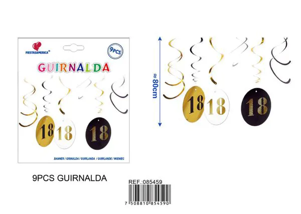 Colgante en espiral de cumpleaños 18
