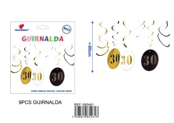 Colgante en espiral de cumpleaños 30