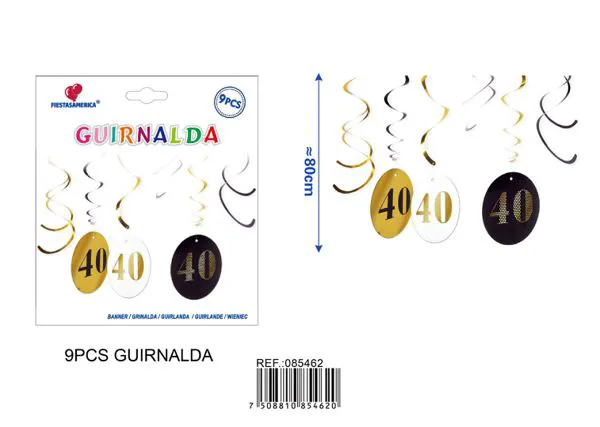 Colgante en espiral de cumpleaños 40