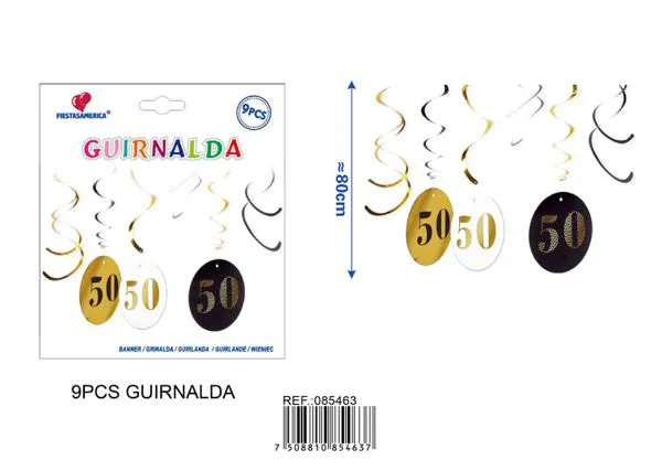 Colgante en espiral de cumpleaños 50