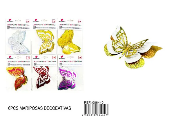 Mariposas decorativas de tres capas multicolor
