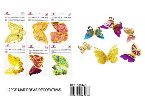Mariposas decorativas doradas de dos capas