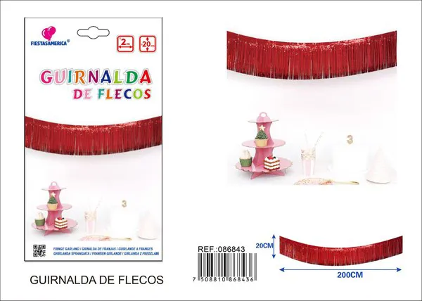 Cortina de flecos holográfica roja