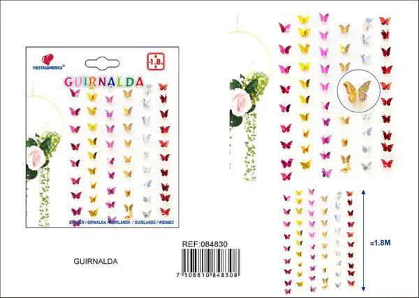 Guirnalda de mariposas holográficas