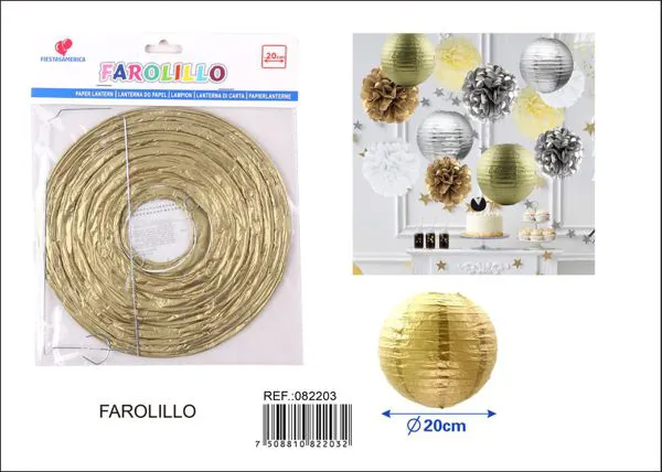 Farolillo de papel dorado