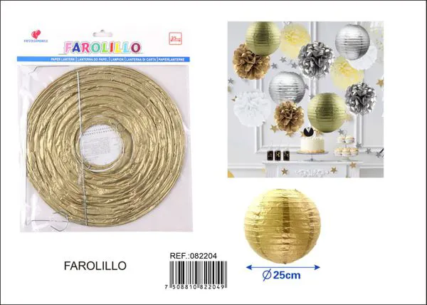 Farolillo de papel dorado