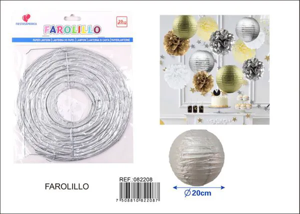 Farolillo de papel plateado