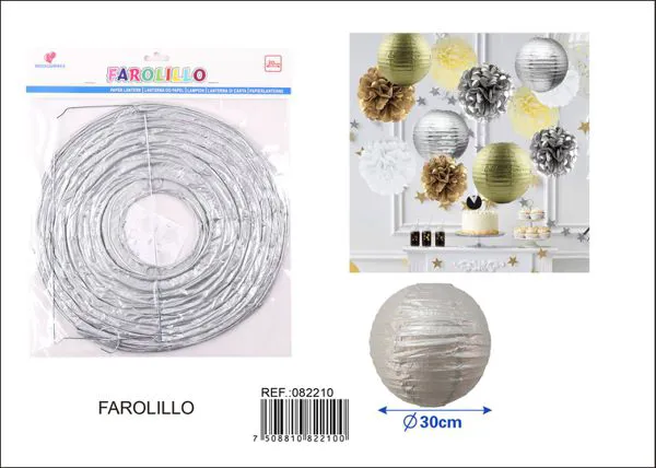 Farolillo de papel plateado