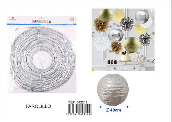 Farolillo de papel plateado