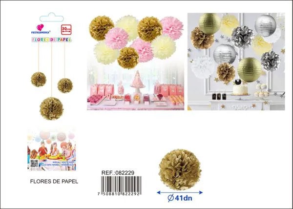 Flor de papel dorada