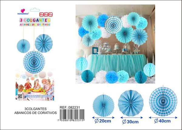 Set de flores de papel azul