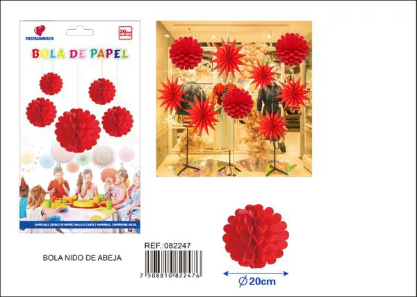 Pompón de papel rojo