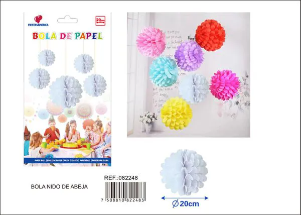 Pompón de papel blanco