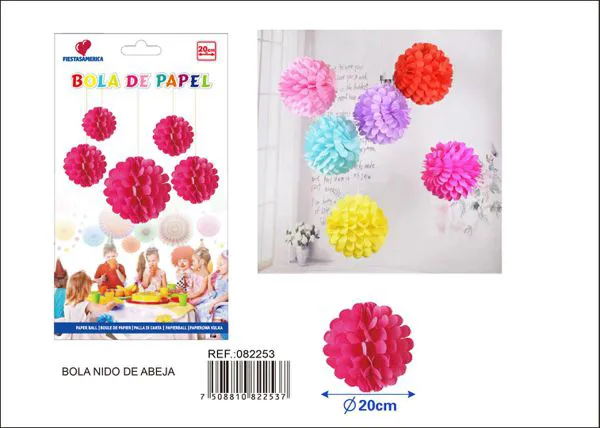 Pompón de papel rosa fucsia