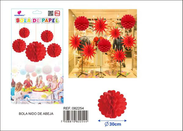 Pompón de papel rojo