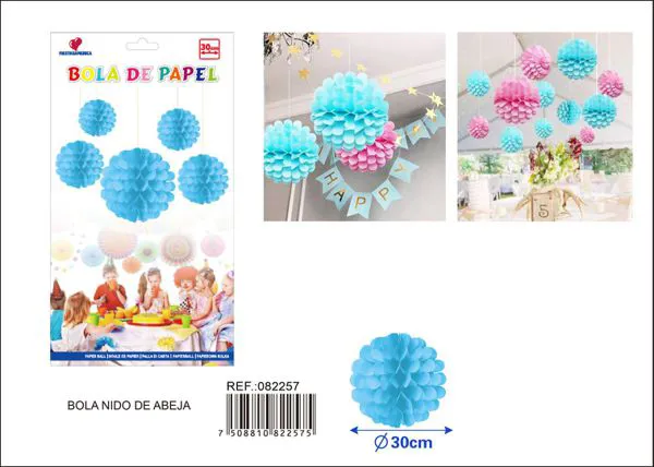 Pompón de papel azul