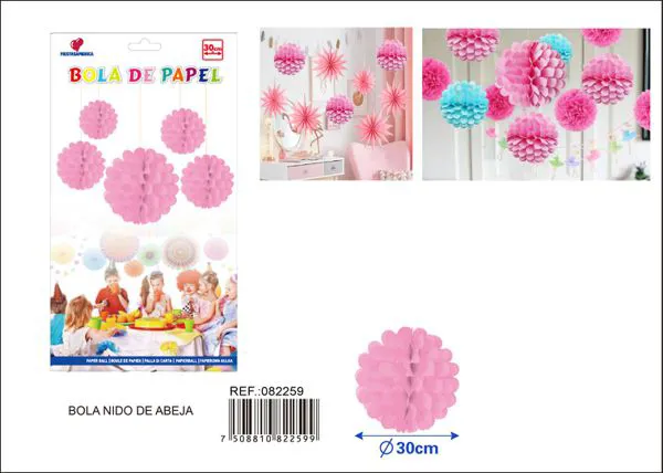 Pompón de papel rosa