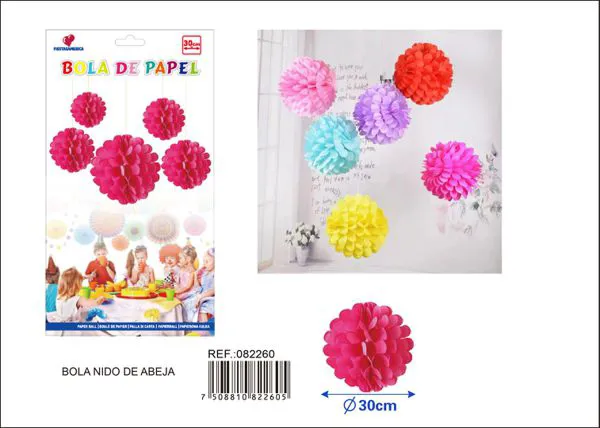 Pompón de papel rosa fucsia