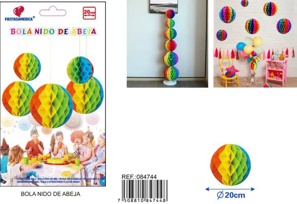 Bola de panal multicolor