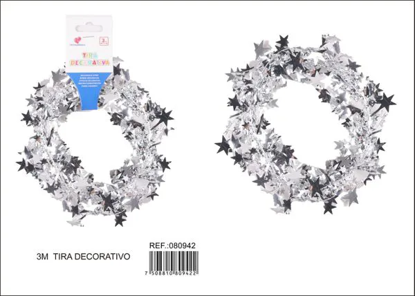 Enredadera decorativa de estrellas plateada