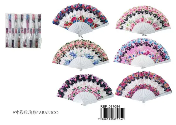 Abanico decorativo de rosas multicolor